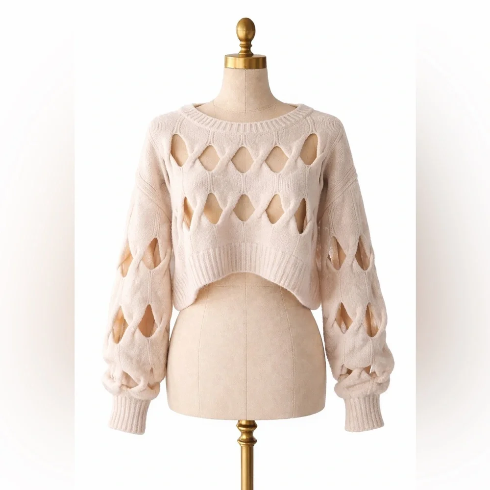 NWT Urban Outfitters | Silence + Noise Cream Cutout Sweater Sz S
